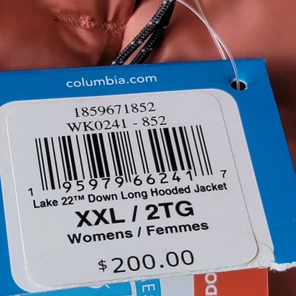 NWT Columbia Womens Lake Long DOWN Hooded Heat Jacket Size XXL Coral - Picture 9 of 15